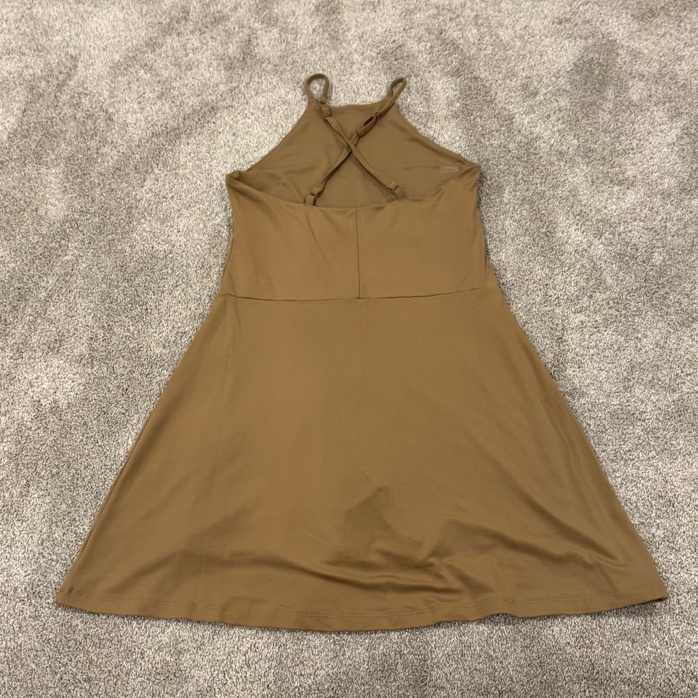 Girlfriend Collective Beachwood The Undress Halter Neck Tennis Dress Brown small - Picture 4 of 7